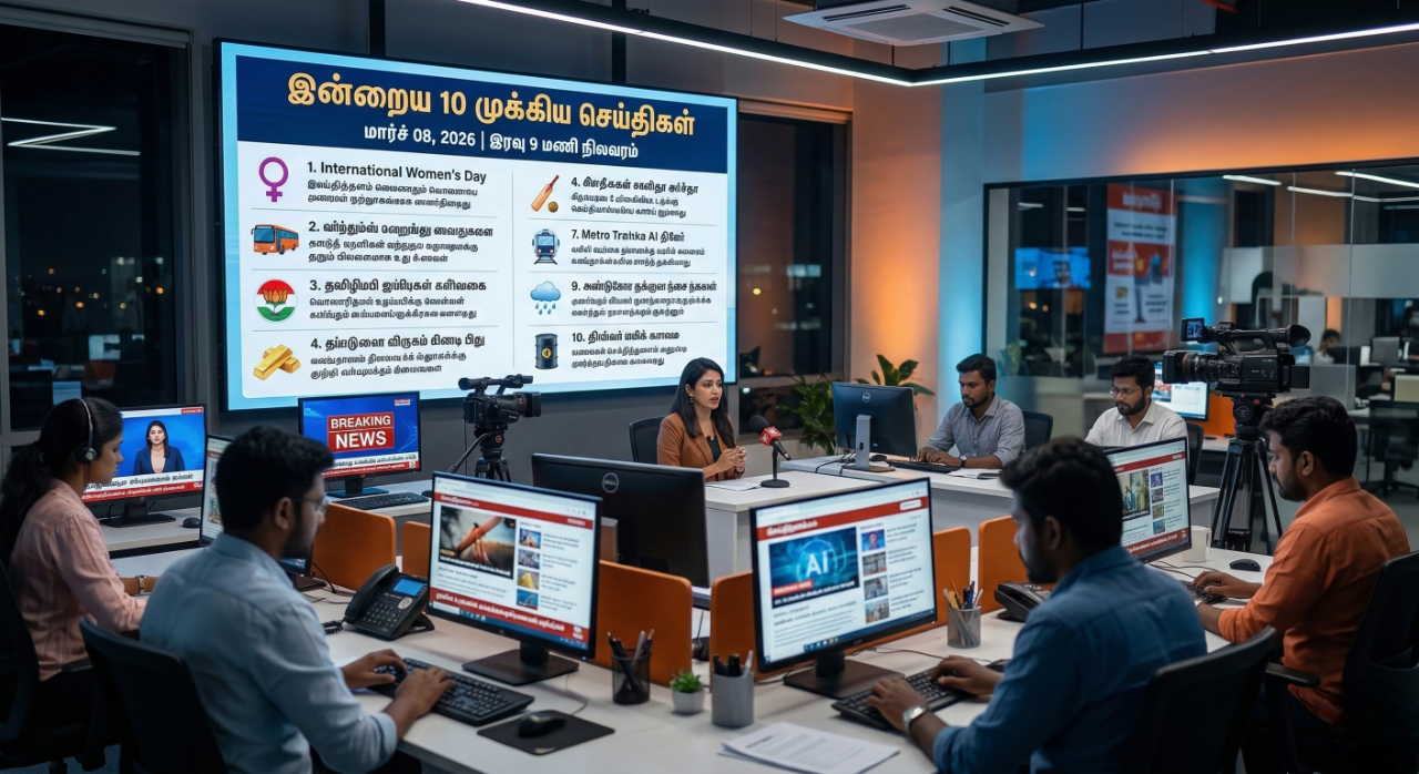 மார்ச் 08: இன்றைய 10 முக்கிய செய்திகள் - இரவு 9 மணி நிலவரம்!