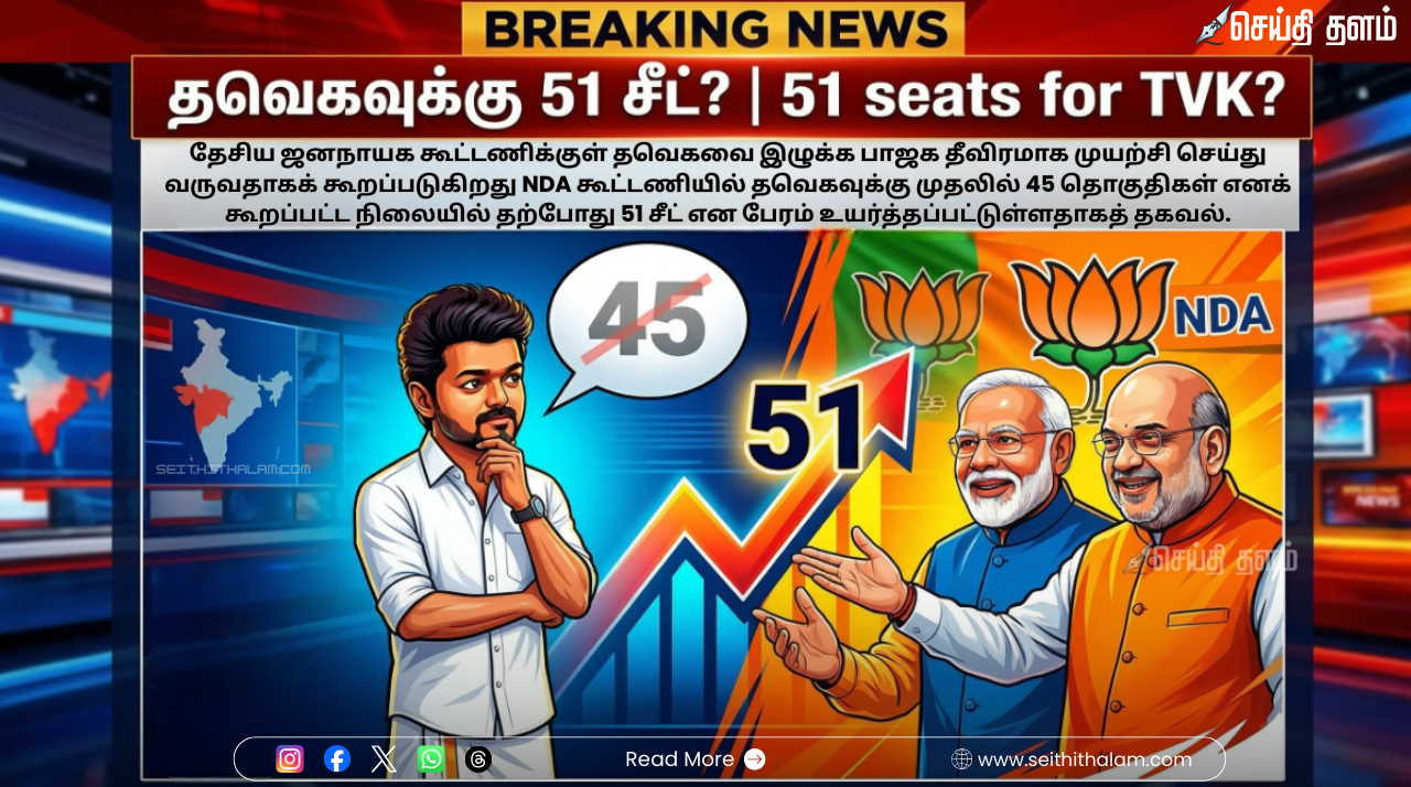 தவெகவுக்கு 51 தொகுதிகள்? என்.டி.ஏ கூட்டணியில் இணைய விஜய்க்கு பாஜக 'மெகா' ஆஃபர்? - பின்னணி என்ன!