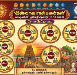 இன்றைய ராசி பலன்கள் (16.03.2026) - 12 ராசிகளுக்கான பலன்கள்