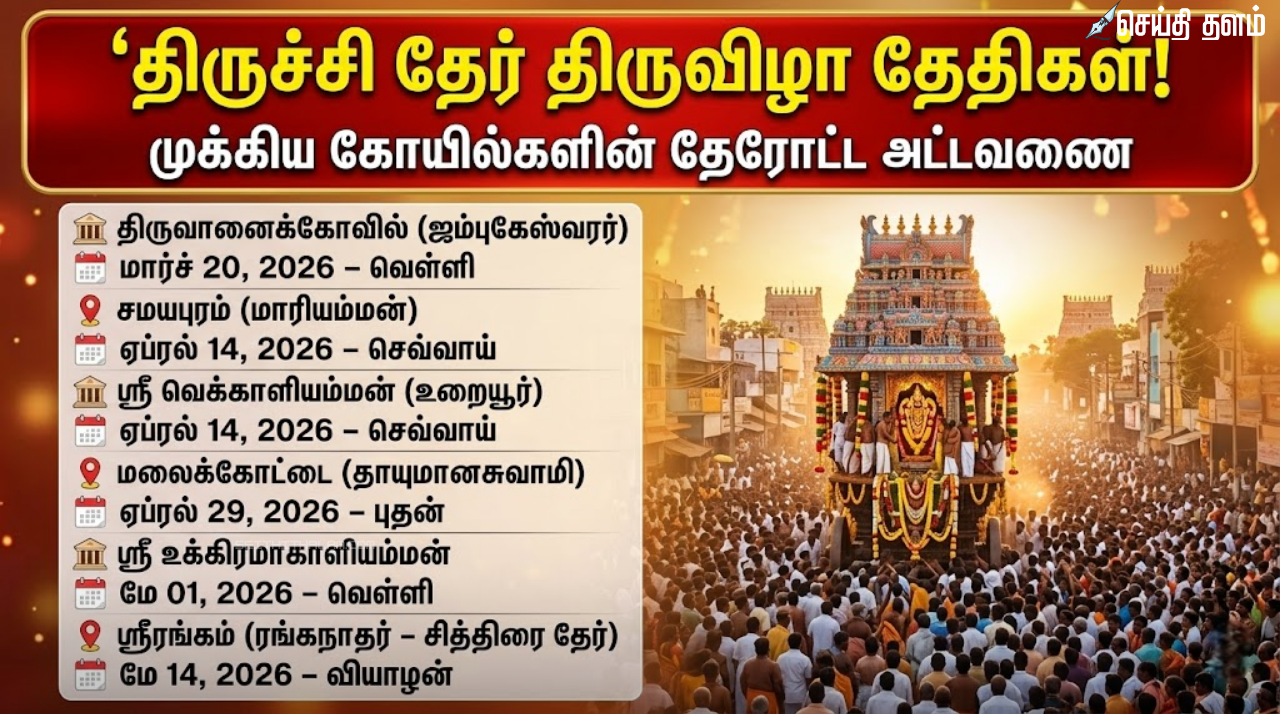 திருச்சியில் 2026-ல் நடைபெறும் முக்கியக் கோயில் தேர்திருவிழாக்கள்!