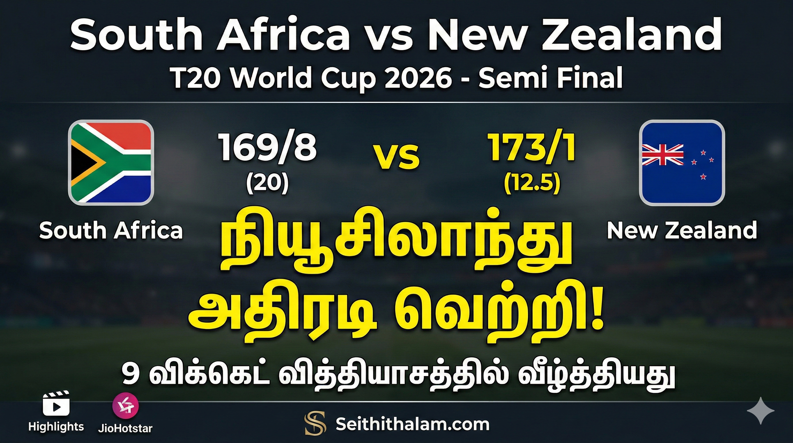 டி20 உலகக்கோப்பை: தென்னாப்பிரிக்காவை வீழ்த்தி நியூசிலாந்து அபார வெற்றி!