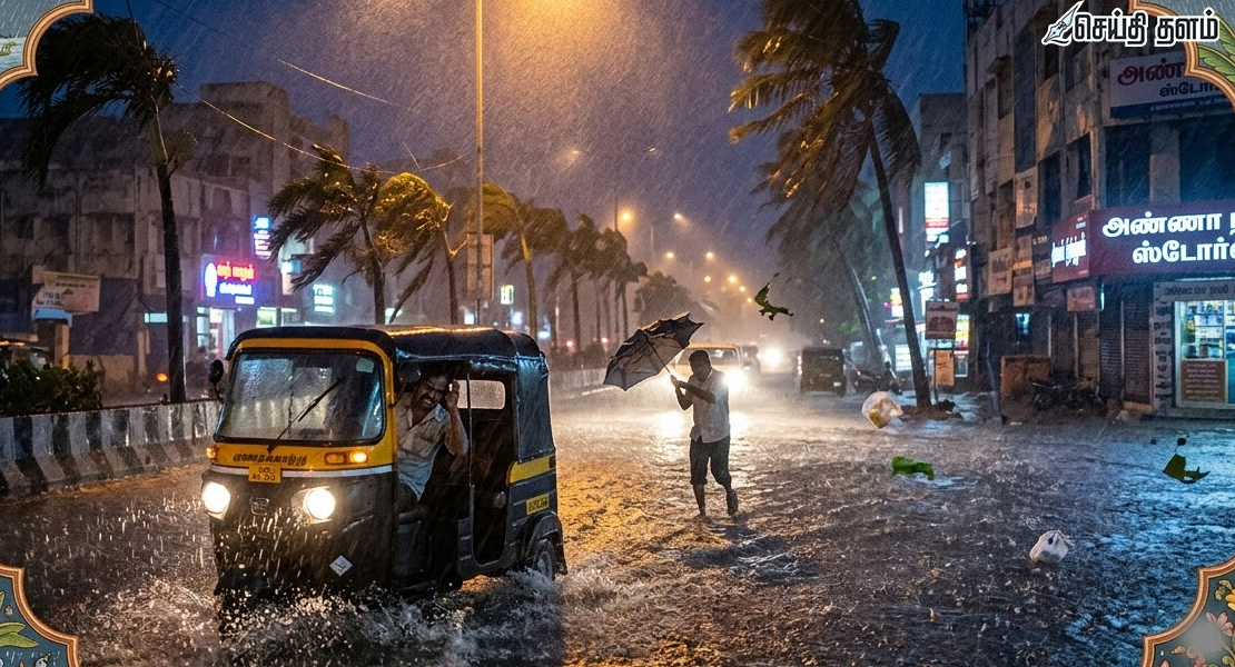 சென்னை, திருவள்ளூர் உள்பட தமிழகத்தின் பல்வேறு பகுதிகளில் சூறைக்காற்றுடன் கனமழை