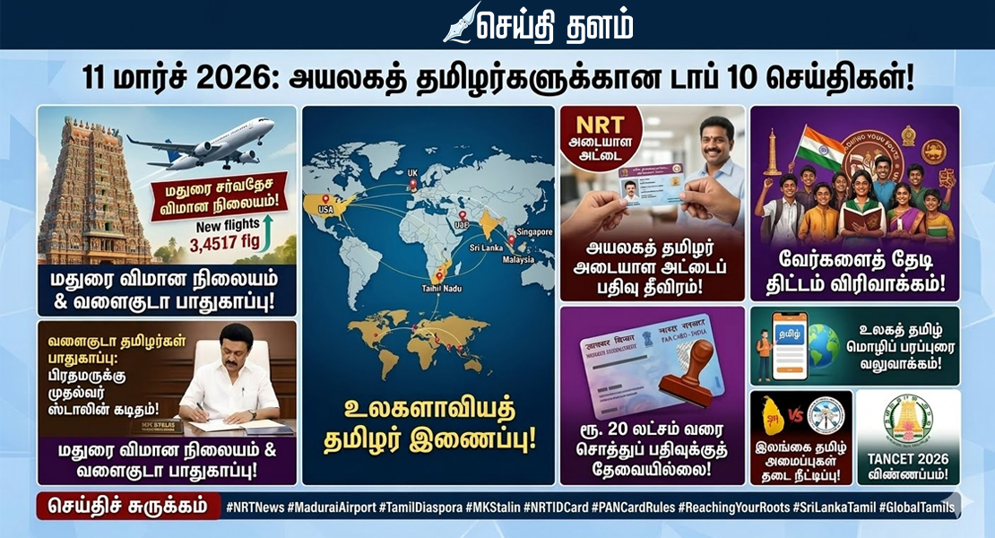 மார்ச் 11: அயலகத் தமிழர்களுக்கான டாப் 10 செய்திகள்!