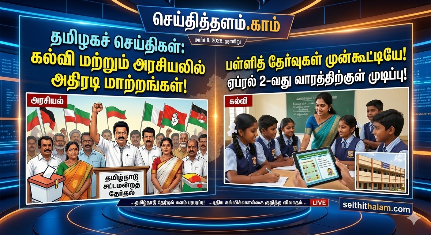 இன்றைய முக்கியச் செய்திகள்: பள்ளித் தேர்வுகள் மாற்றம் முதல் உலகப்போர் பதற்றம் வரை!