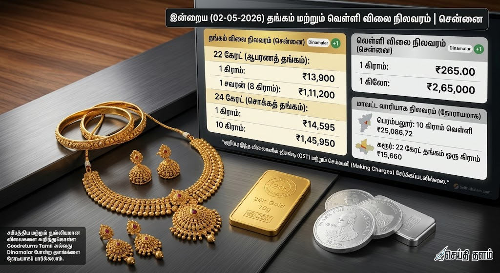 இன்றைய தங்கம் மற்றும் வெள்ளி விலை நிலவரம் (02-05-2026)
